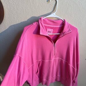 Aerie Bright Pink Half-Zip Sweatshirt
